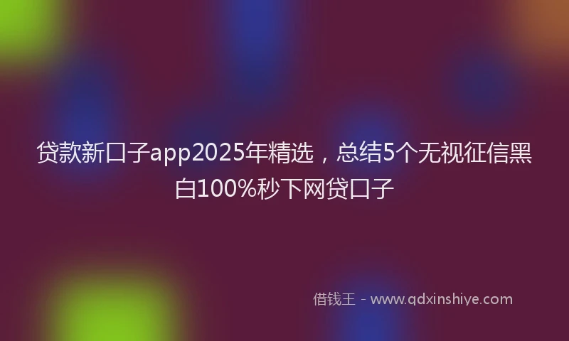 贷款新口子app2025年精选，总结5个无视征信黑白100%秒下网贷口子