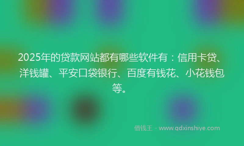 2025年的贷款网站都有哪些软件有：信用卡贷、洋钱罐、平安口袋银行、百度有钱花、小花钱包等。