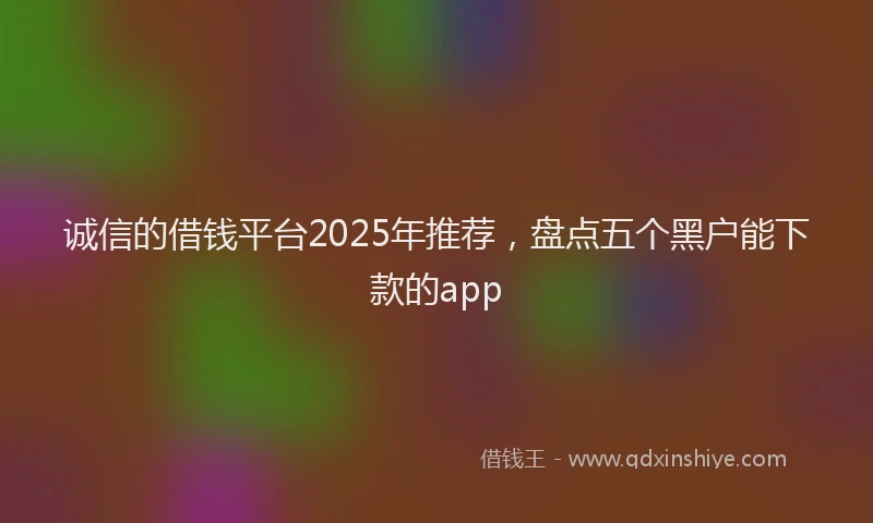 诚信的借钱平台2025年推荐，盘点五个黑户能下款的app