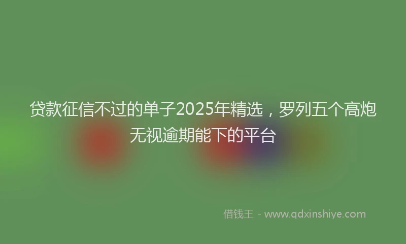 贷款征信不过的单子2025年精选，罗列五个高炮无视逾期能下的平台