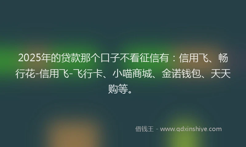 2025年的贷款那个口子不看征信有：信用飞、畅行花-信用飞-飞行卡、小喵商城、金诺钱包、天天购等。