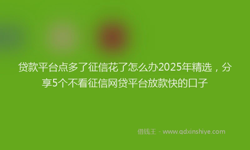 贷款平台点多了征信花了怎么办2025年精选，分享5个不看征信网贷平台放款快的口子
