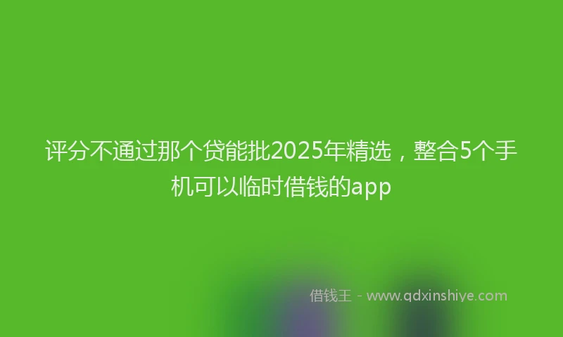 评分不通过那个贷能批2025年精选，整合5个手机可以临时借钱的app