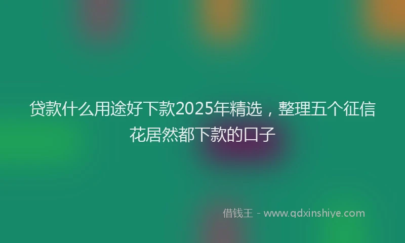 贷款什么用途好下款2025年精选，整理五个征信花居然都下款的口子