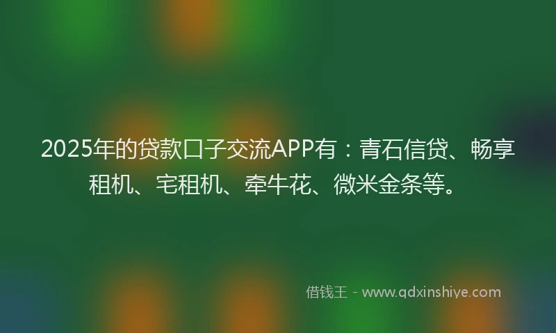 2025年的贷款口子交流APP有：青石信贷、畅享租机、宅租机、牵牛花、微米金条等。