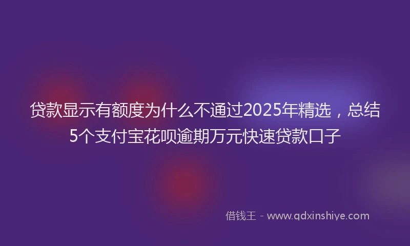 贷款显示有额度为什么不通过2025年精选，总结5个支付宝花呗逾期万元快速贷款口子
