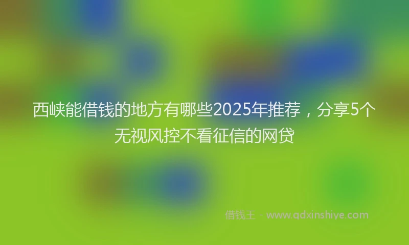 西峡能借钱的地方有哪些2025年推荐，分享5个无视风控不看征信的网贷