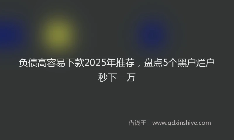 负债高容易下款2025年推荐，盘点5个黑户烂户秒下一万