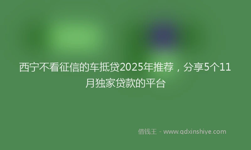 西宁不看征信的车抵贷2025年推荐，分享5个11月独家贷款的平台