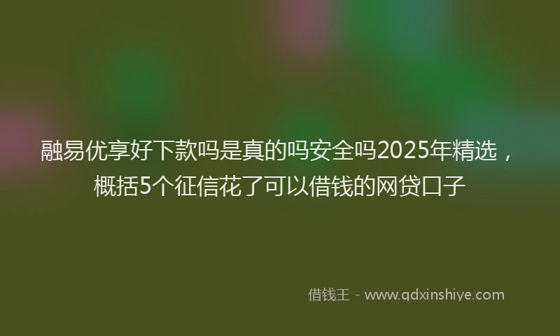 融易优享好下款吗是真的吗安全吗2025年精选，概括5个征信花了可以借钱的网贷口子