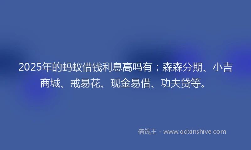 2025年的蚂蚁借钱利息高吗有：森森分期、小吉商城、戒易花、现金易借、功夫贷等。
