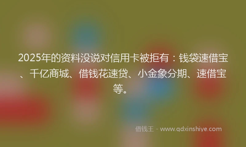 2025年的资料没说对信用卡被拒有：钱袋速借宝、千亿商城、借钱花速贷、小金象分期、速借宝等。