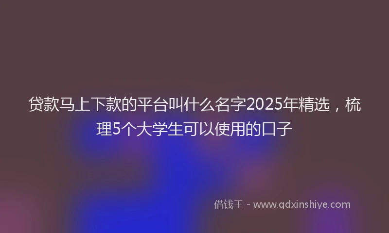 贷款马上下款的平台叫什么名字2025年精选，梳理5个大学生可以使用的口子