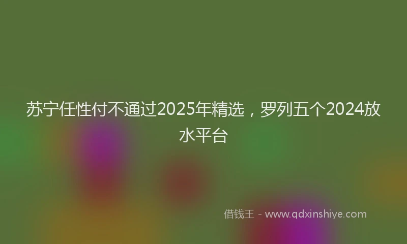 苏宁任性付不通过2025年精选，罗列五个2024放水平台