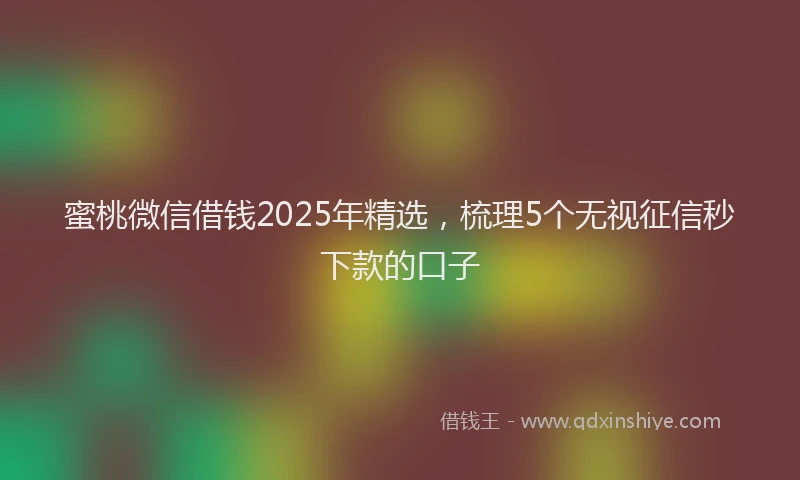蜜桃微信借钱2025年精选，梳理5个无视征信秒下款的口子