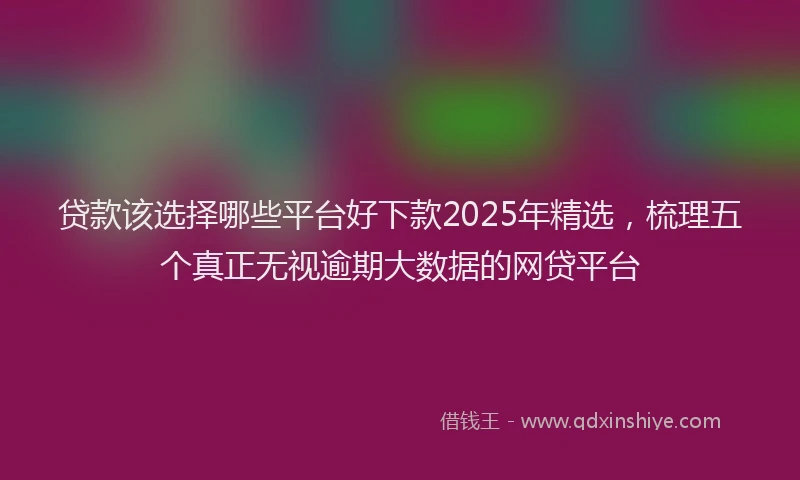 贷款该选择哪些平台好下款2025年精选，梳理五个真正无视逾期大数据的网贷平台