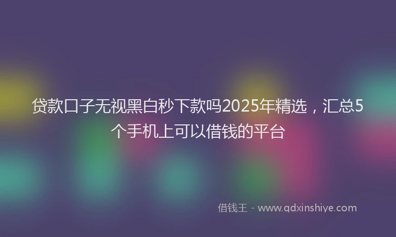 贷款口子无视黑白秒下款吗2025年精选，汇总5个手机上可以借钱的平台
