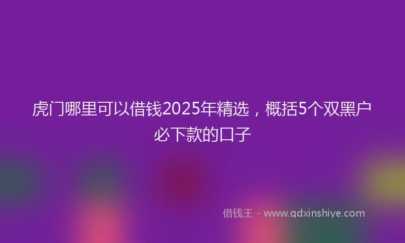 虎门哪里可以借钱2025年精选，概括5个双黑户必下款的口子