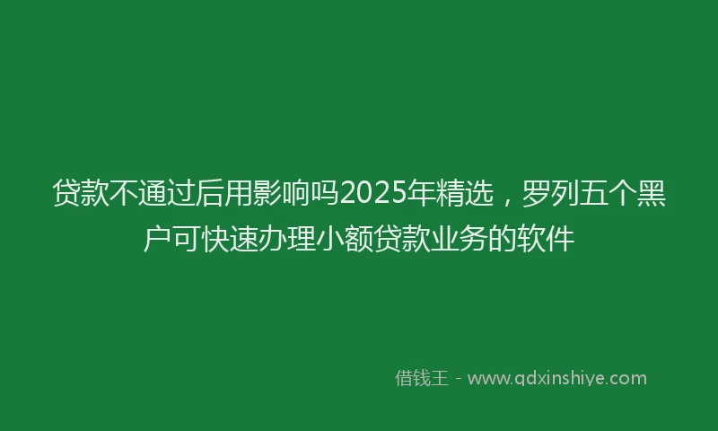 贷款不通过后用影响吗2025年精选，罗列五个黑户可快速办理小额贷款业务的软件