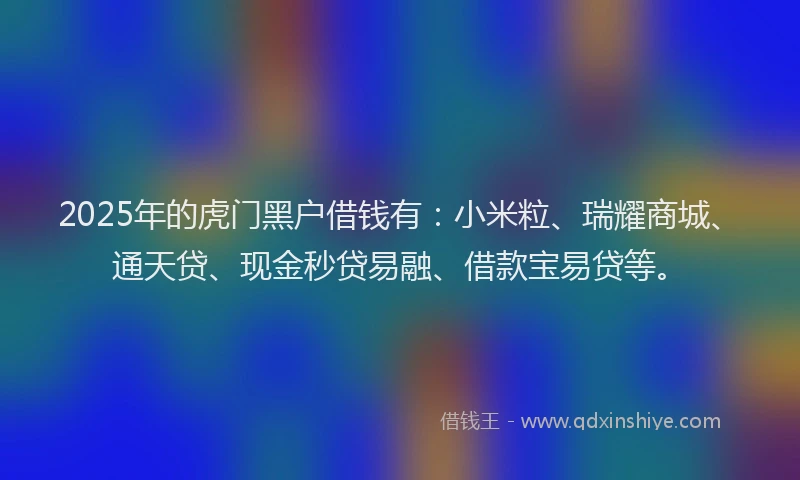 2025年的虎门黑户借钱有：小米粒、瑞耀商城、通天贷、现金秒贷易融、借款宝易贷等。