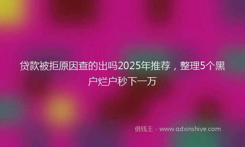 贷款被拒原因查的出吗2025年推荐，整理5个黑户烂户秒下一万