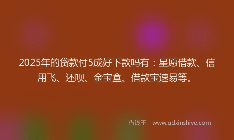 2025年的贷款付5成好下款吗有：星愿借款、信用飞、还呗、金宝盒、借款宝速易等。