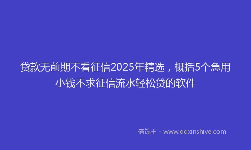 贷款无前期不看征信2025年精选，概括5个急用小钱不求征信流水轻松贷的软件