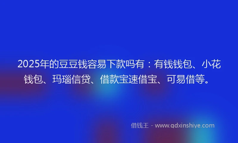 2025年的豆豆钱容易下款吗有：有钱钱包、小花钱包、玛瑙信贷、借款宝速借宝、可易借等。