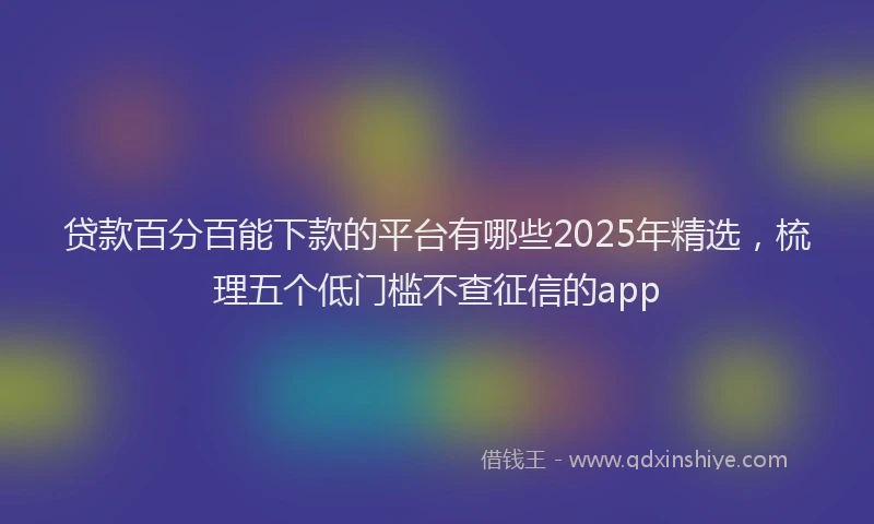 贷款百分百能下款的平台有哪些2025年精选，梳理五个低门槛不查征信的app