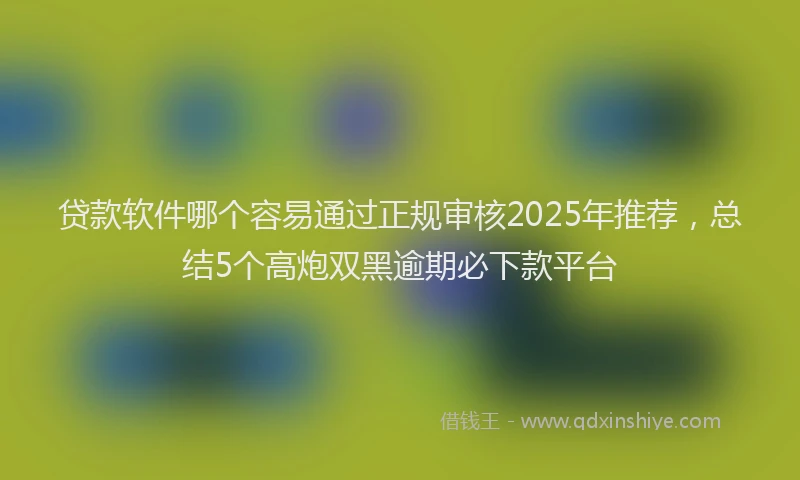 贷款软件哪个容易通过正规审核2025年推荐，总结5个高炮双黑逾期必下款平台