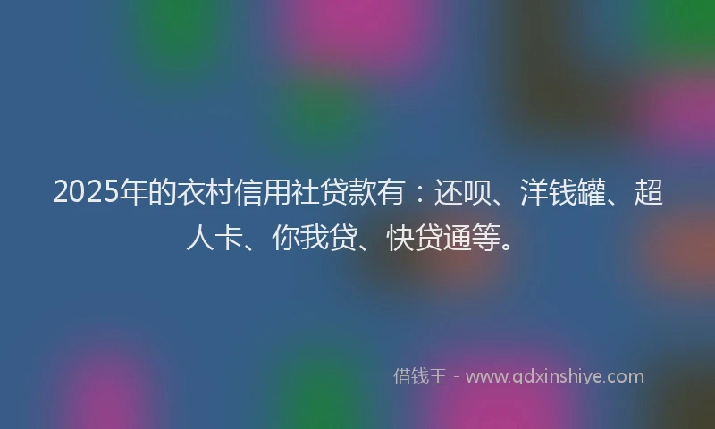 2025年的衣村信用社贷款有：还呗、洋钱罐、超人卡、你我贷、快贷通等。