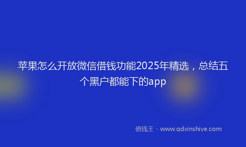 苹果怎么开放微信借钱功能2025年精选，总结五个黑户都能下的app