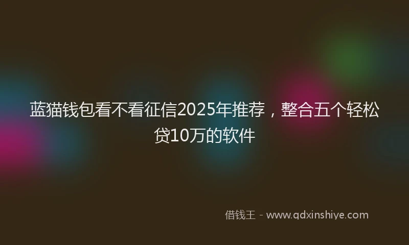 蓝猫钱包看不看征信2025年推荐，整合五个轻松贷10万的软件
