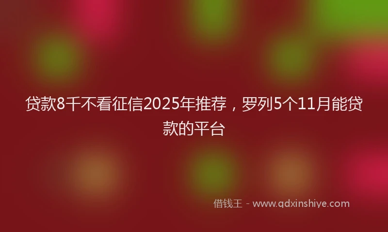 贷款8千不看征信2025年推荐，罗列5个11月能贷款的平台