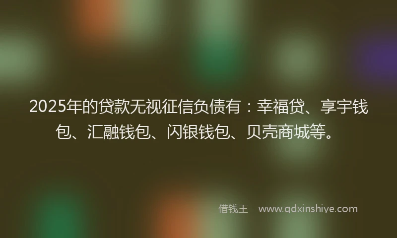 2025年的贷款无视征信负债有：幸福贷、享宇钱包、汇融钱包、闪银钱包、贝壳商城等。
