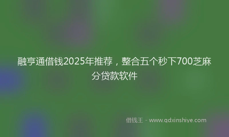 融亨通借钱2025年推荐，整合五个秒下700芝麻分贷款软件