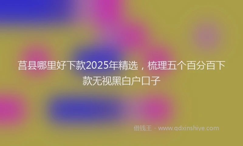 莒县哪里好下款2025年精选，梳理五个百分百下款无视黑白户口子