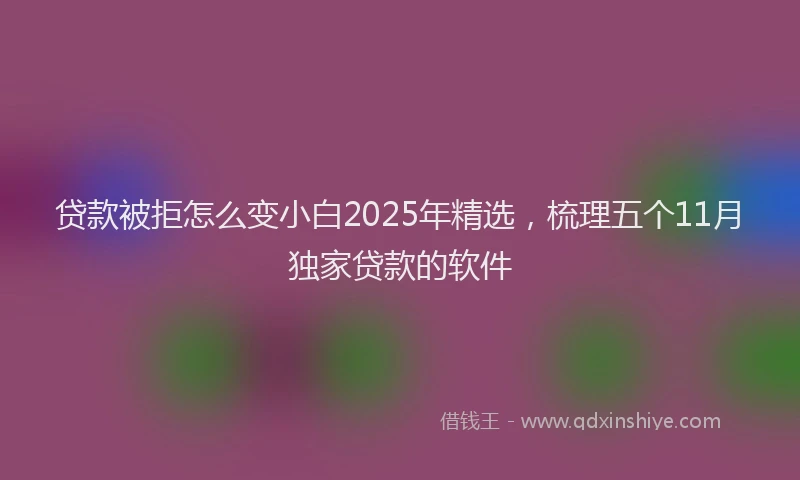 贷款被拒怎么变小白2025年精选，梳理五个11月独家贷款的软件