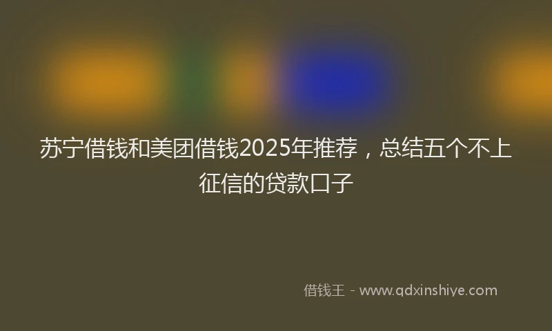 苏宁借钱和美团借钱2025年推荐，总结五个不上征信的贷款口子