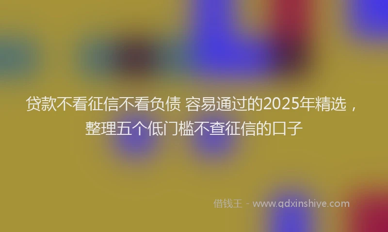 贷款不看征信不看负债 容易通过的2025年精选，整理五个低门槛不查征信的口子