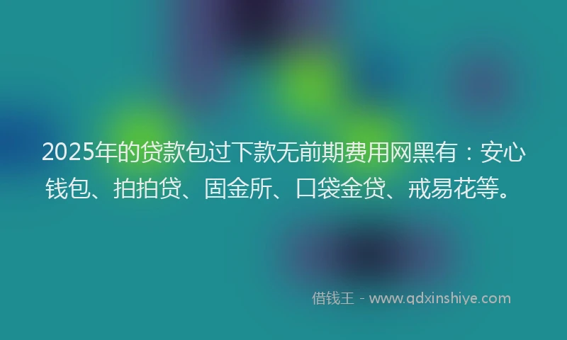 2025年的贷款包过下款无前期费用网黑有：安心钱包、拍拍贷、固金所、口袋金贷、戒易花等。