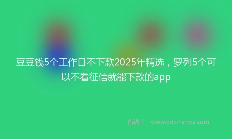 豆豆钱5个工作日不下款2025年精选，罗列5个可以不看征信就能下款的app