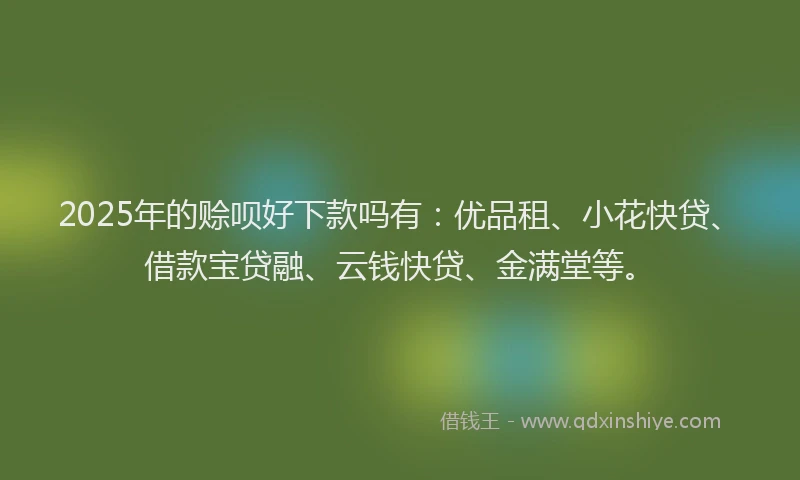 2025年的赊呗好下款吗有：优品租、小花快贷、借款宝贷融、云钱快贷、金满堂等。