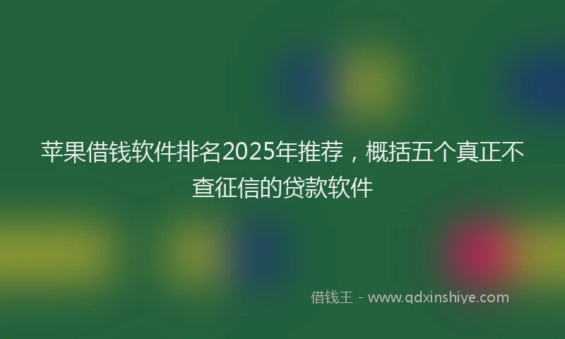 苹果借钱软件排名2025年推荐，概括五个真正不查征信的贷款软件
