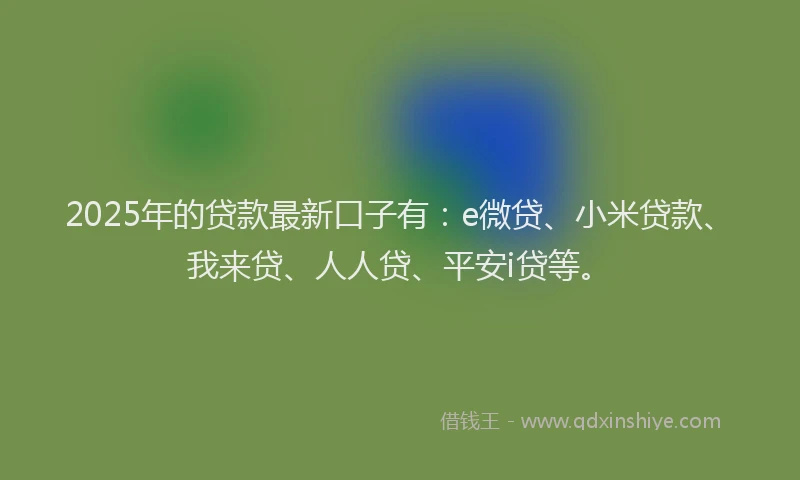 2025年的贷款最新口子有：e微贷、小米贷款、我来贷、人人贷、平安i贷等。