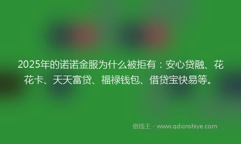 2025年的诺诺金服为什么被拒有：安心贷融、花花卡、天天富贷、福禄钱包、借贷宝快易等。