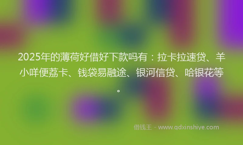 2025年的薄荷好借好下款吗有：拉卡拉速贷、羊小咩便荔卡、钱袋易融途、银河信贷、哈银花等。