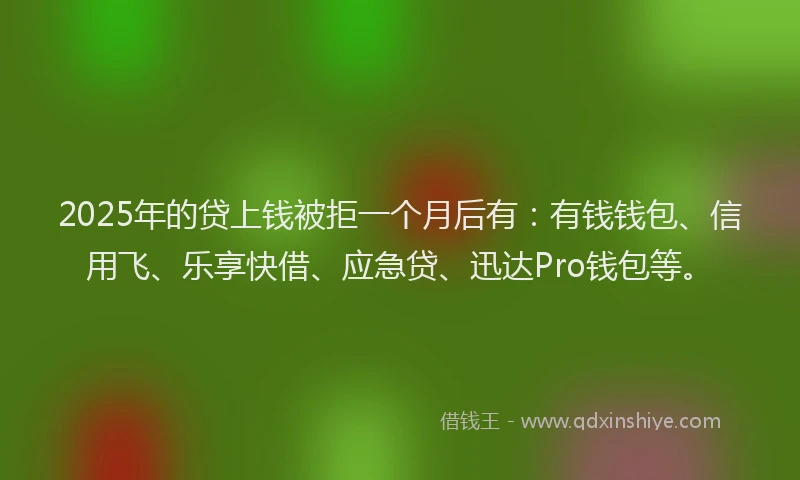 2025年的贷上钱被拒一个月后有：有钱钱包、信用飞、乐享快借、应急贷、迅达Pro钱包等。