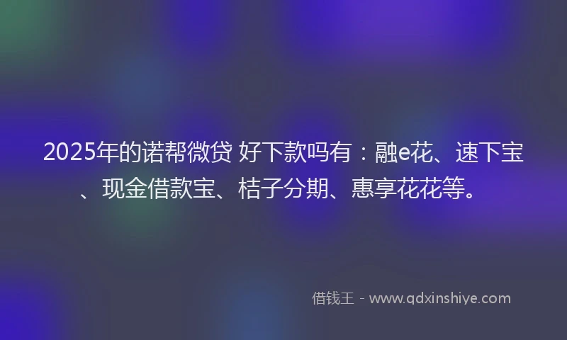 2025年的诺帮微贷 好下款吗有：融e花、速下宝、现金借款宝、桔子分期、惠享花花等。