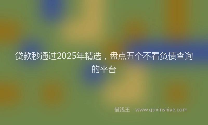 贷款秒通过2025年精选，盘点五个不看负债查询的平台